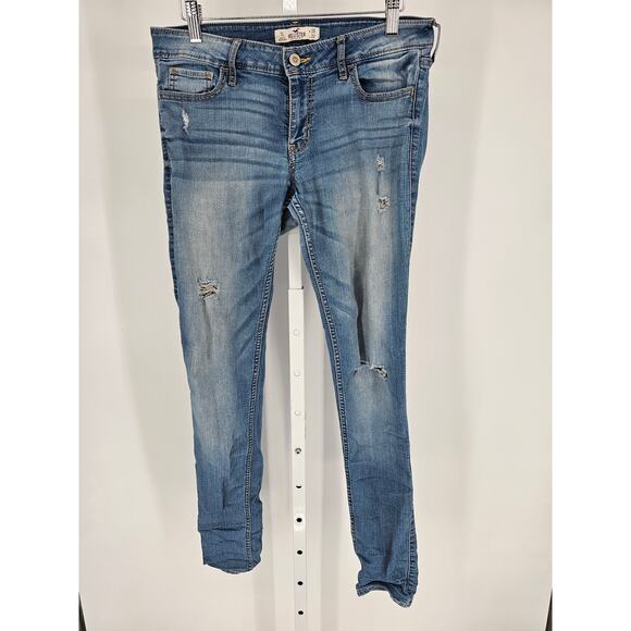 Hollister Womens Sz 28x33 7L Distressed Denim Blue Jeans Light Wash Slim Leg - Picture 1 of 3